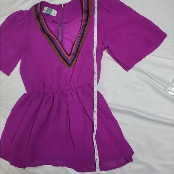 VINTAGE 70s blouse purple Urban Renewal peplum v-neck S - Picture 12 of 12